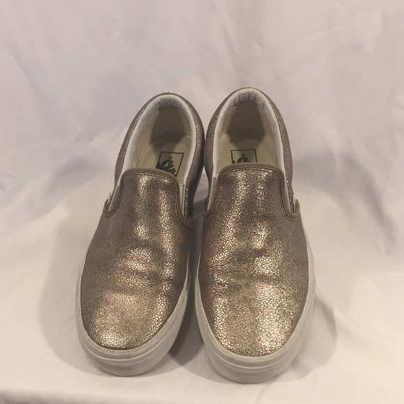 VANS Shoes - VANS CLASSIC METALLIC GOLD LEATHER SLIP ON SHOES